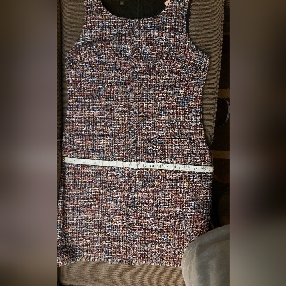 Dark Academia Dress Sleeveless Multitone Tweed Holiday Office Wear - Picture 9 of 14
